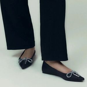 ZARA EMBELLISHED BOW BALLET FLATS